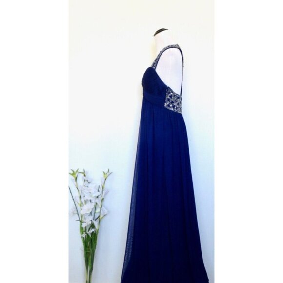 Betsy & Adam Evening Gown Maxi Dress Jeweled Beaded Straps Purple Size 8 - Picture 5 of 10